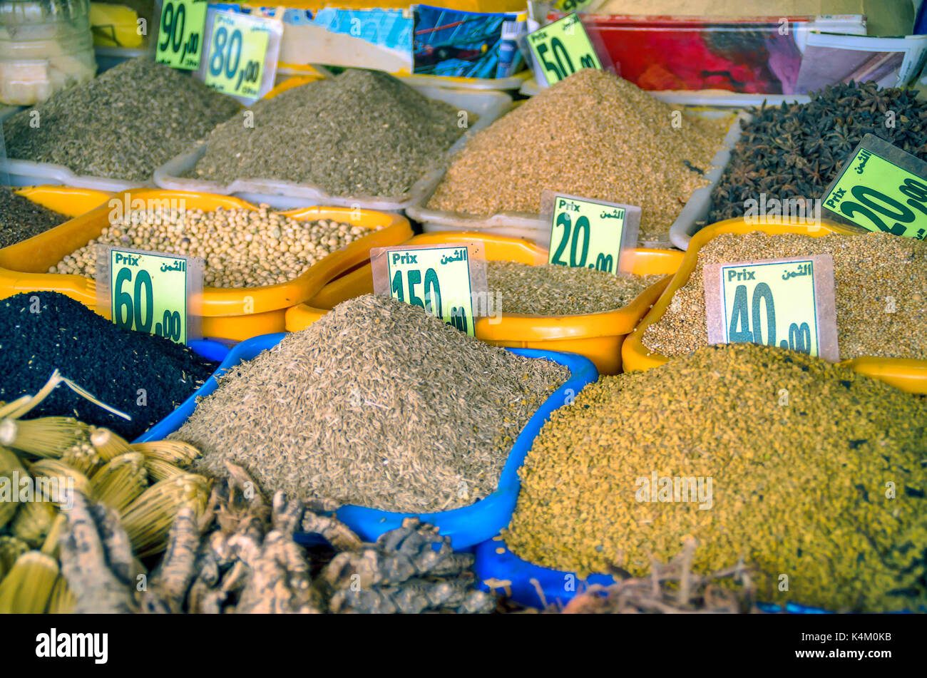Spices on Agadir market Stock Photo