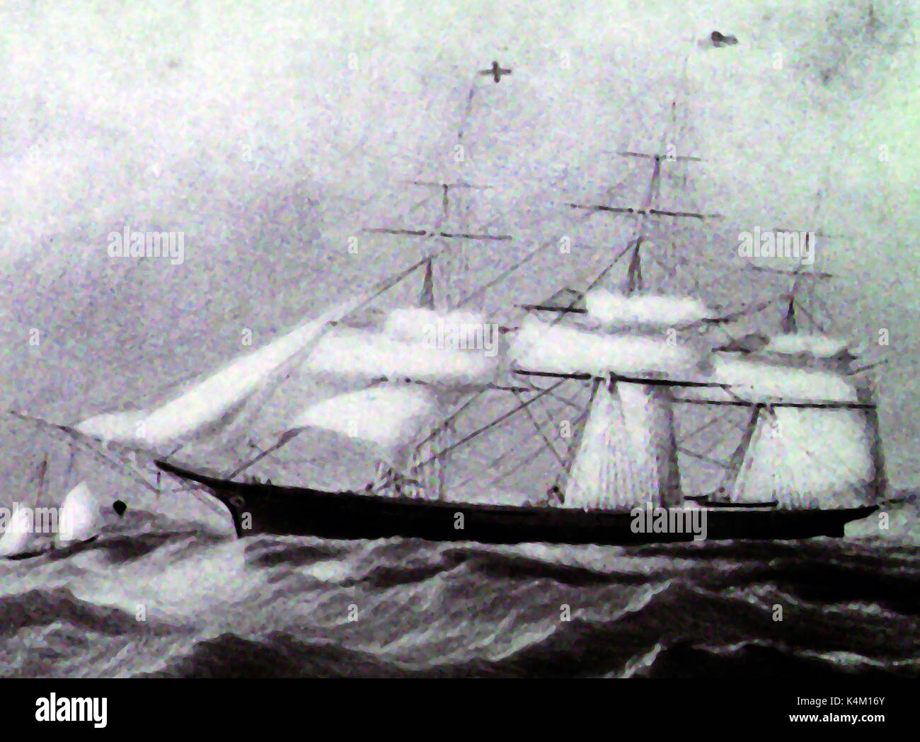 1852 - The 1535 ton Californian clipper ship 'Stag Hound' . At the time of her launch she was the biggest merchant ship afloat. Stock Photo