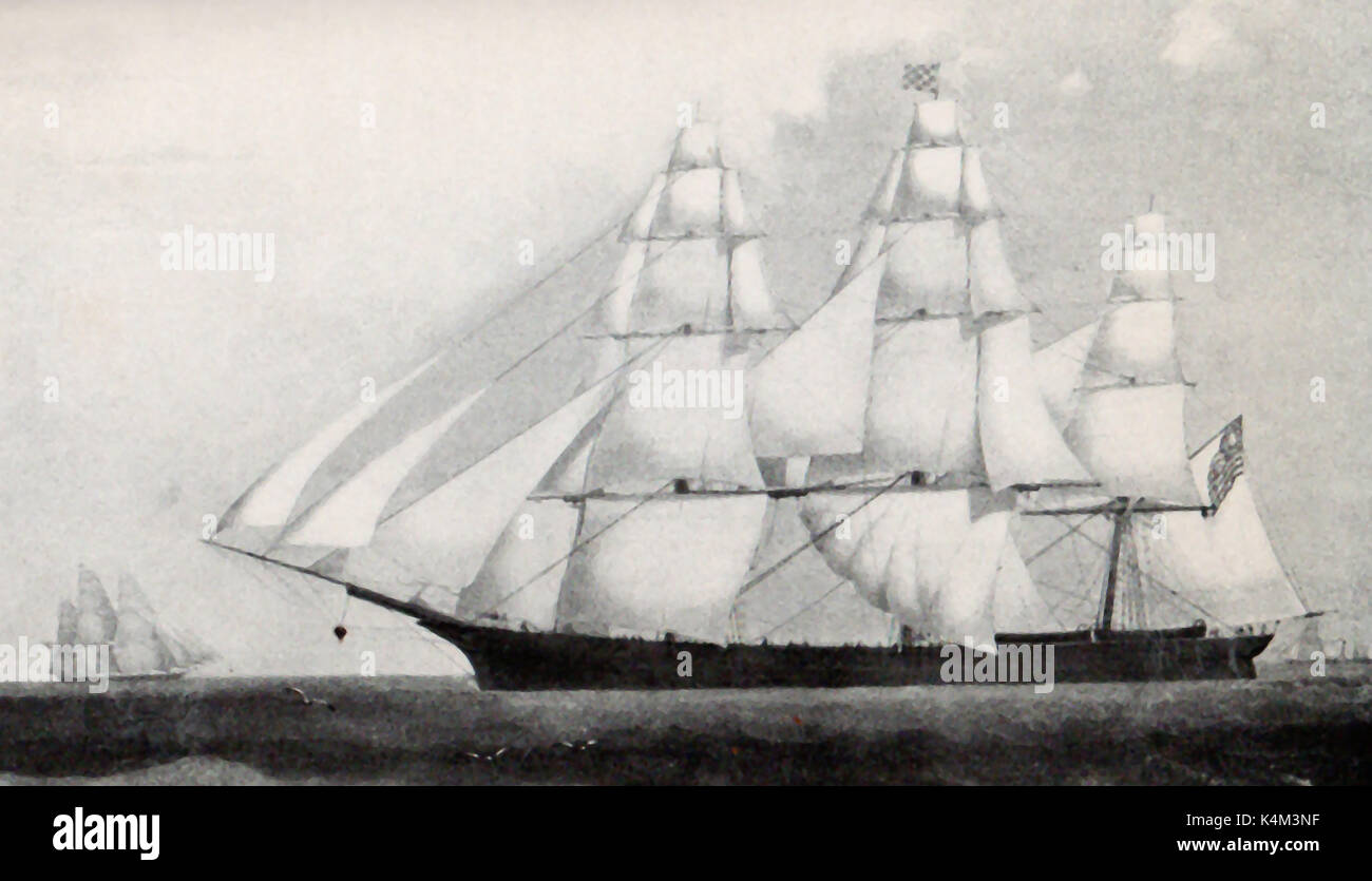 The US clipper ship (windjammer) CHALLENGE owned by N & I Griswold of New York - Captain was Robert Waterman, Stock Photo