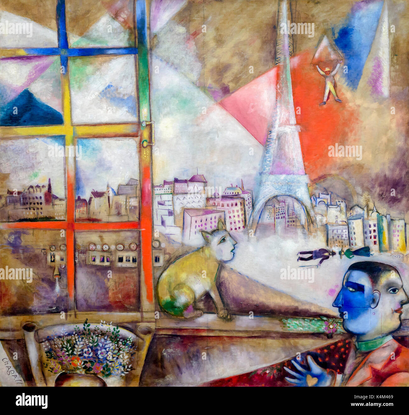 Marc Chagall、Fenetre au village、希少画集画 Village Festival by Marc Chagall 1929 Painting by M G