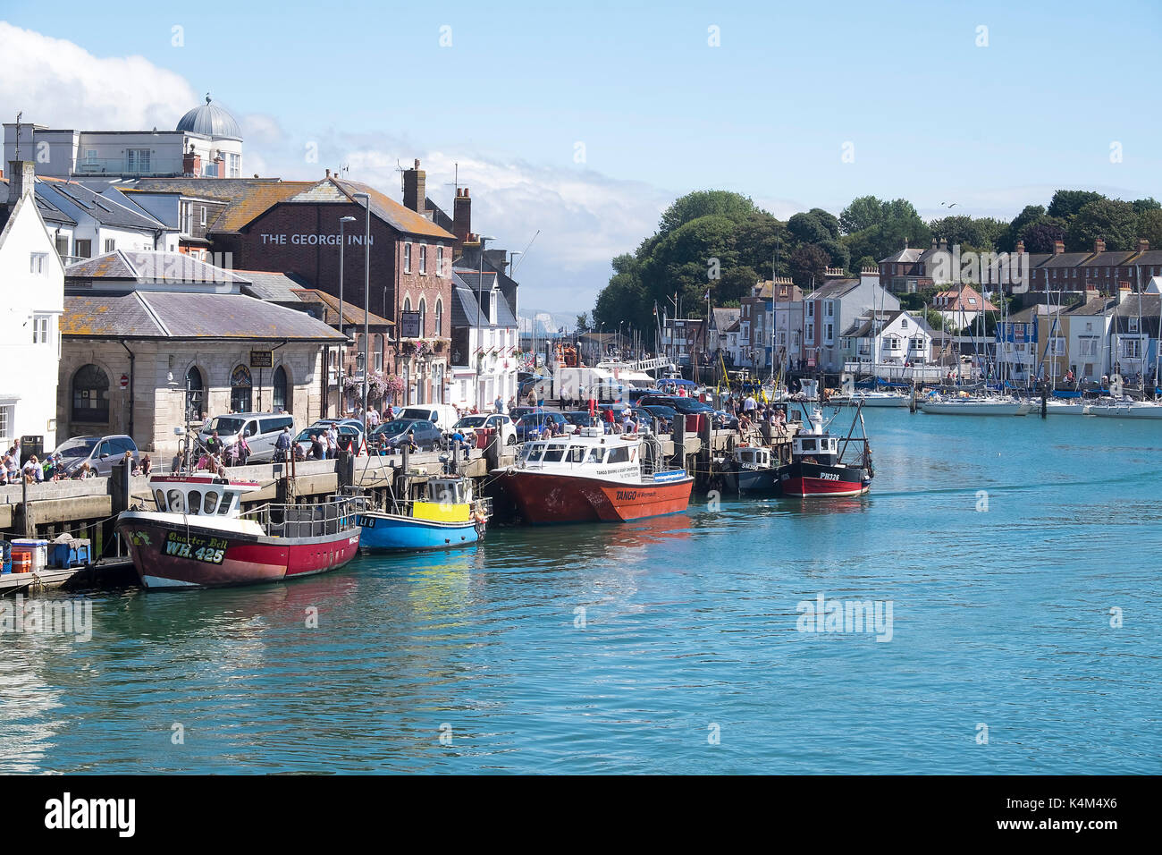 Summer Views across Weymouth Harbour, Dorset , Uk Stock Photo