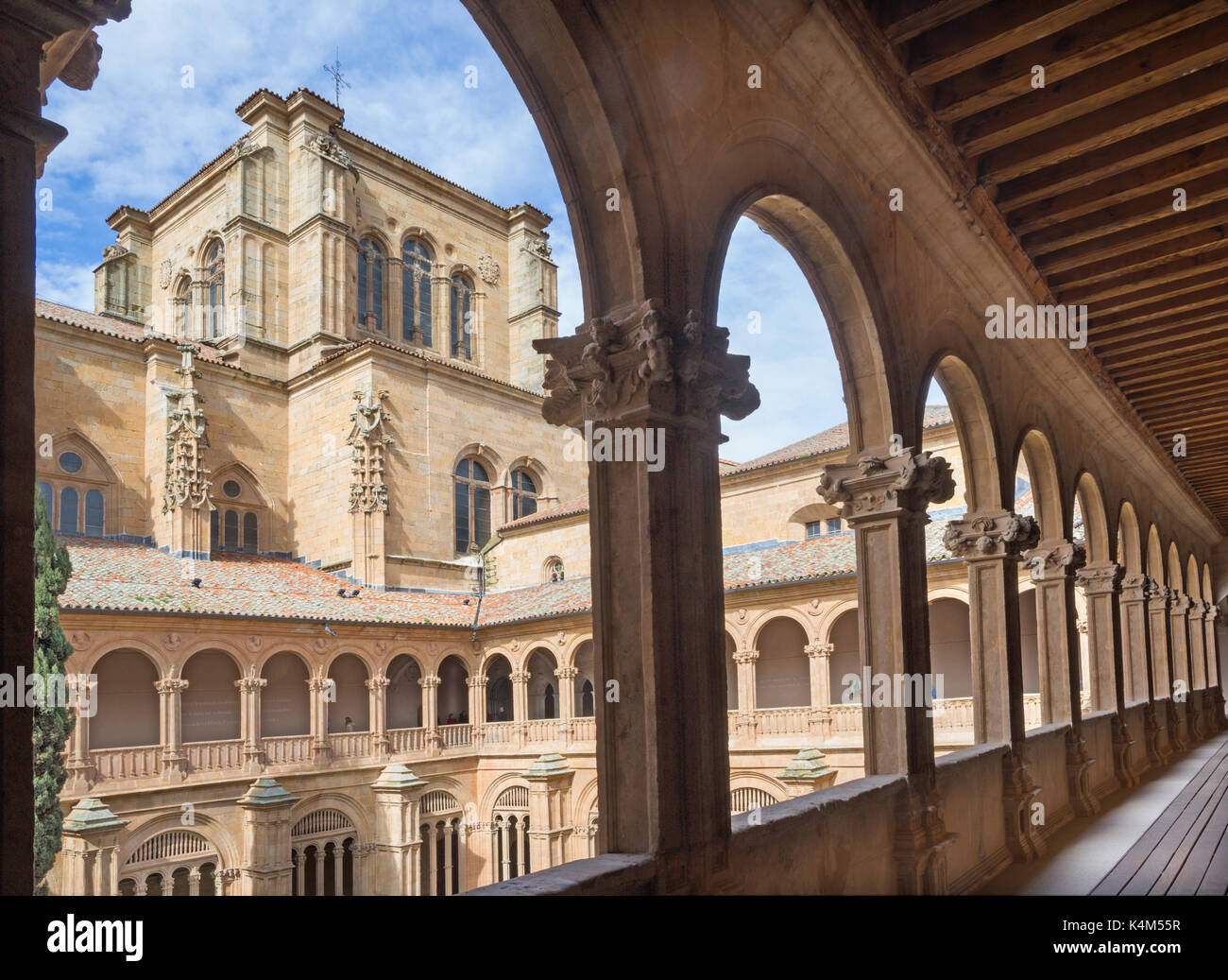 SALAMANCA, SPAIN, APRIL - 17, 2016:  The renaissance-baroque atrium of Colegio Arzobispo Fonseca. Stock Photo