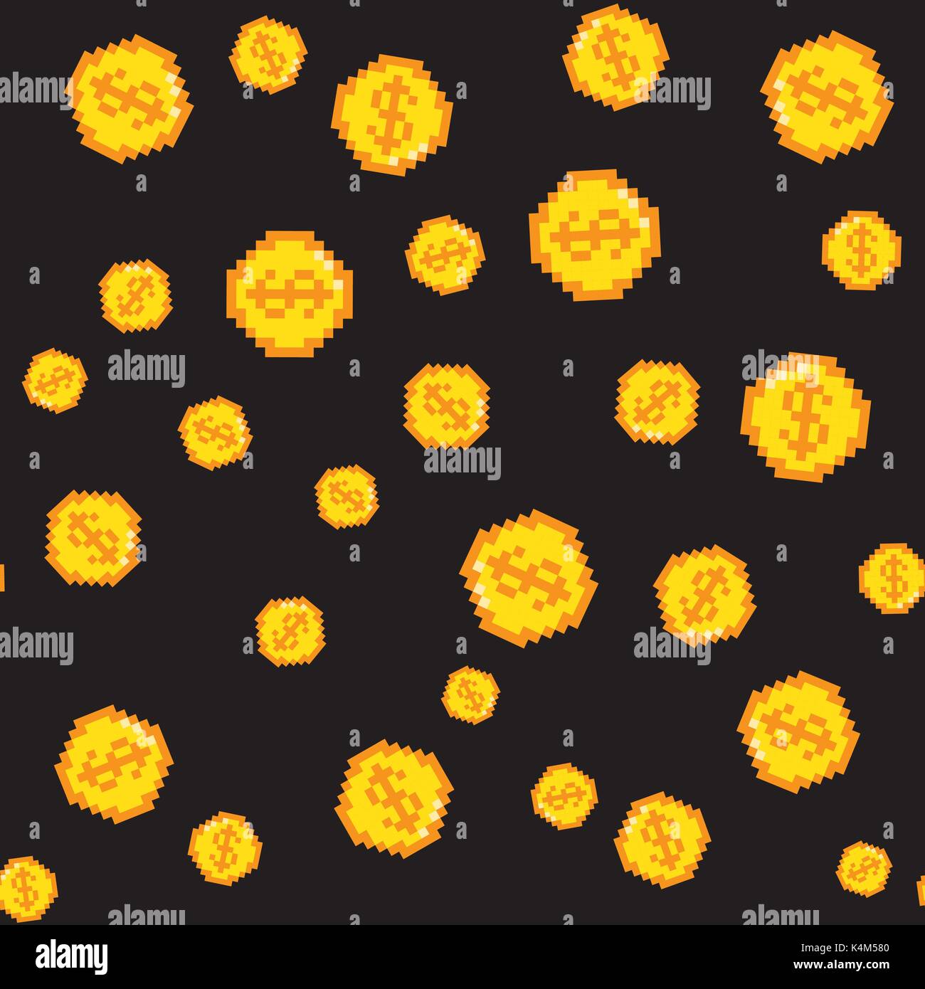 Vector pixel coins pattern Stock Vector