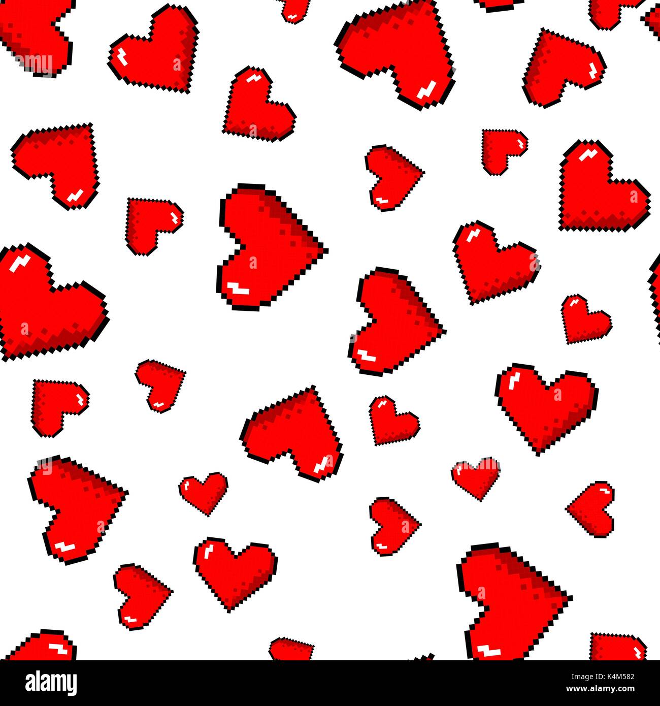 Vector pixel hearts pattern Stock Vector Image & Art - Alamy