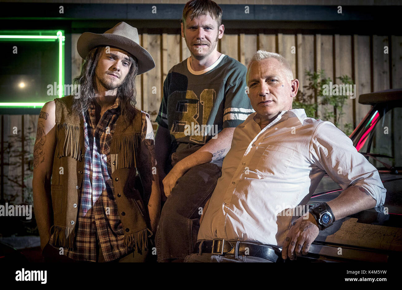 Logan Lucky is an upcoming 2017 American comedy film directed by Steven Soderbergh from a screenplay by Rebecca Blunt. It features an ensemble cast consisting of Adam Driver, Channing Tatum, Seth MacFarlane, Daniel Craig, Katie Holmes, Hilary Swank, Katherine Waterston, Sebastian Stan, and Jesco White.  This photograph is for editorial use only and is the copyright of the film company and/or the photographer assigned by the film or production company and can only be reproduced by publications in conjunction with the promotion of the above Film. A Mandatory Credit to the film company is require Stock Photo
