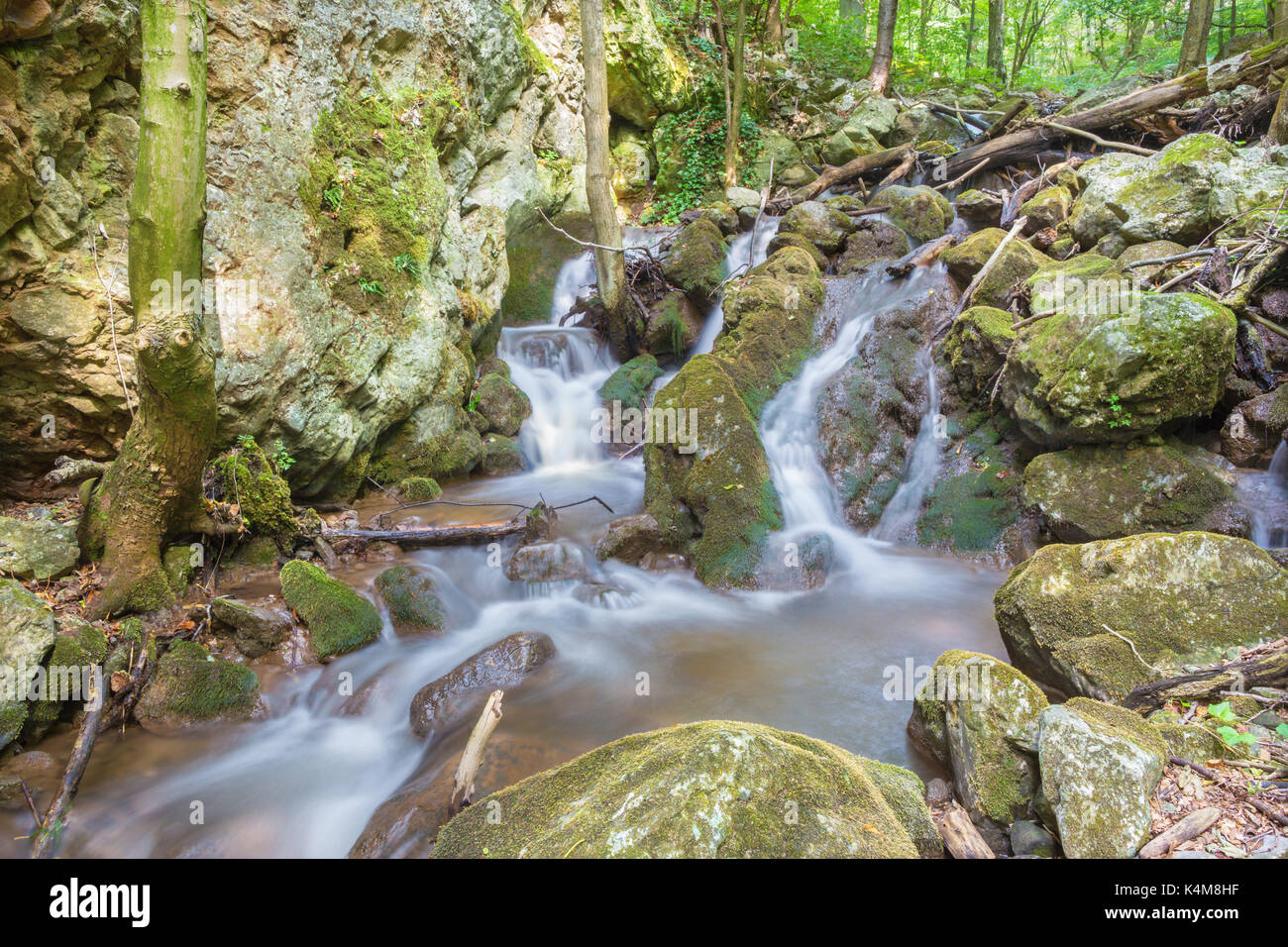 Slovakia - The waterfall in Zadielska valley in national park Slovensky Kras. Stock Photo