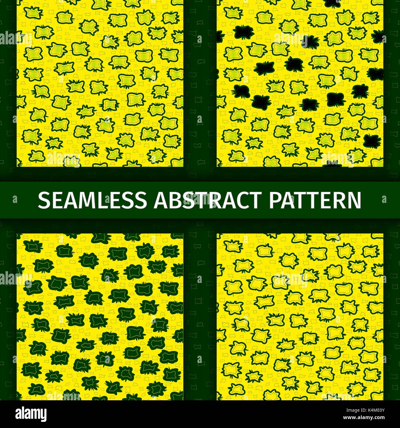 Abstract green and yellow seamless patterns set Stock Vector