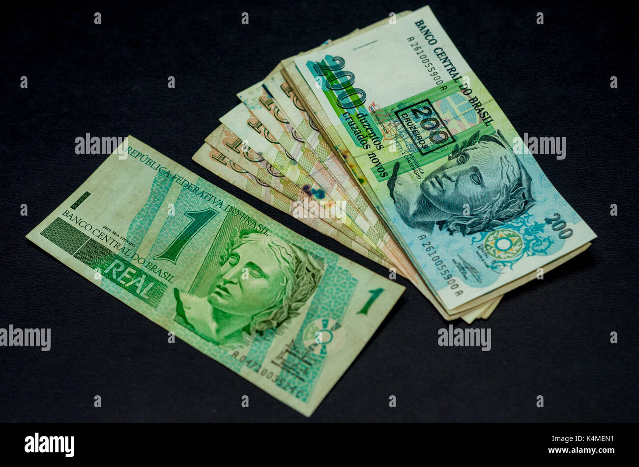 Stack of money, concept of inflation, currency conversion. Brazilian  currency, Real for Cruizeiros Stock Photo - Alamy