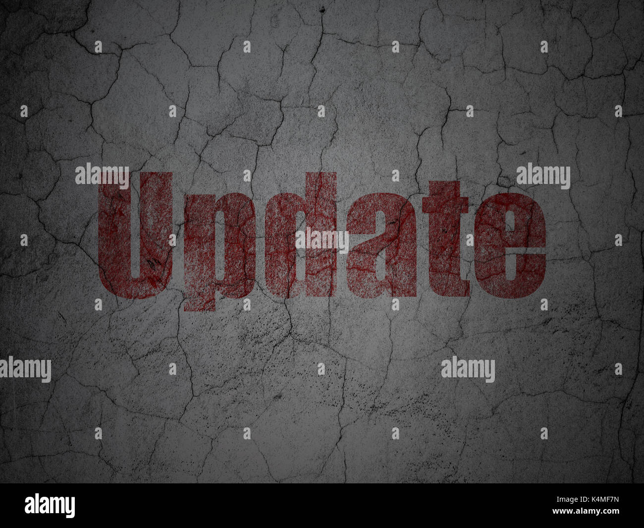 Web design concept: Red Update on grunge textured concrete wall ...
