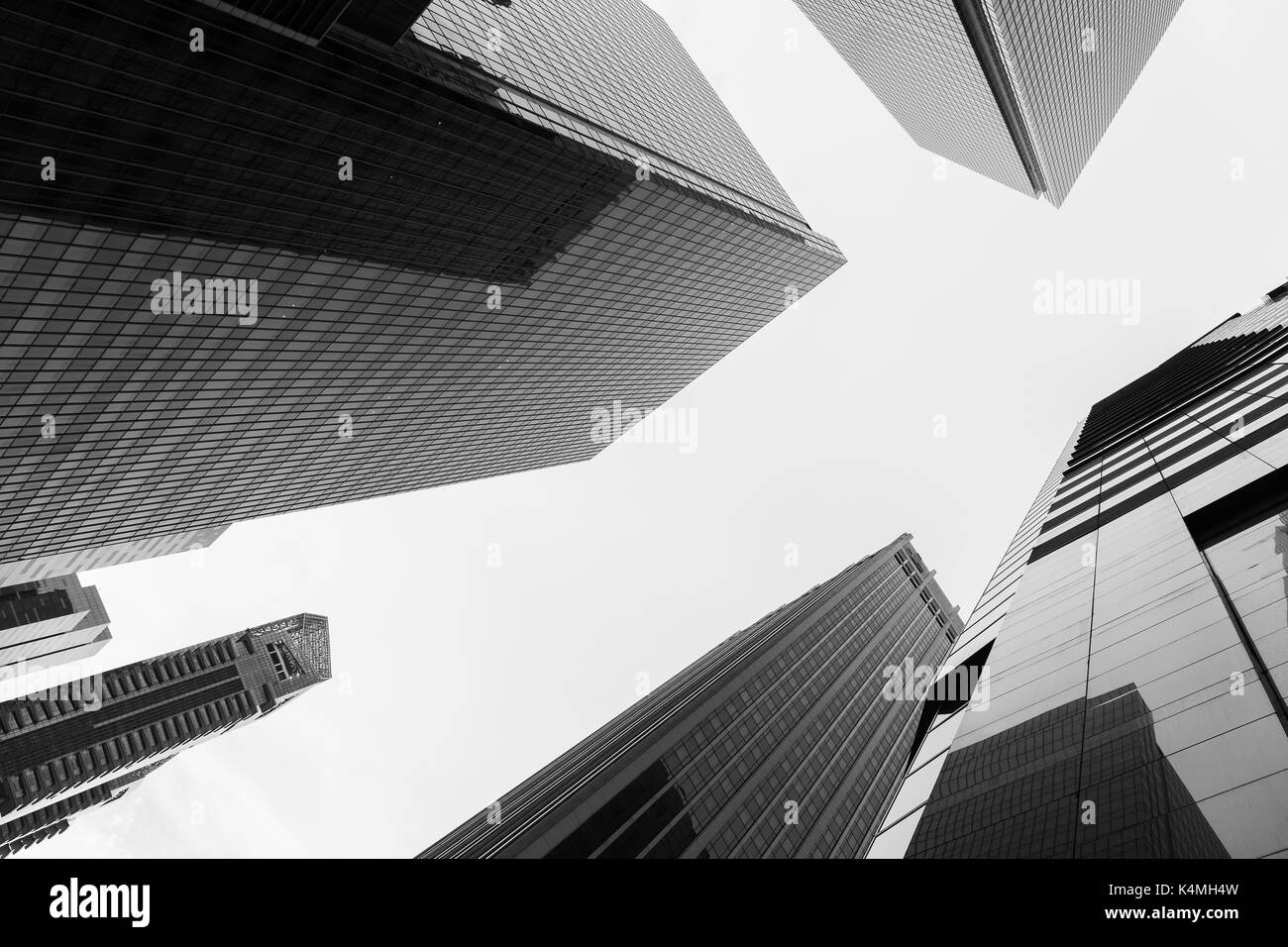 Black and white cityscape of high rise building in downtown Stock Photo ...