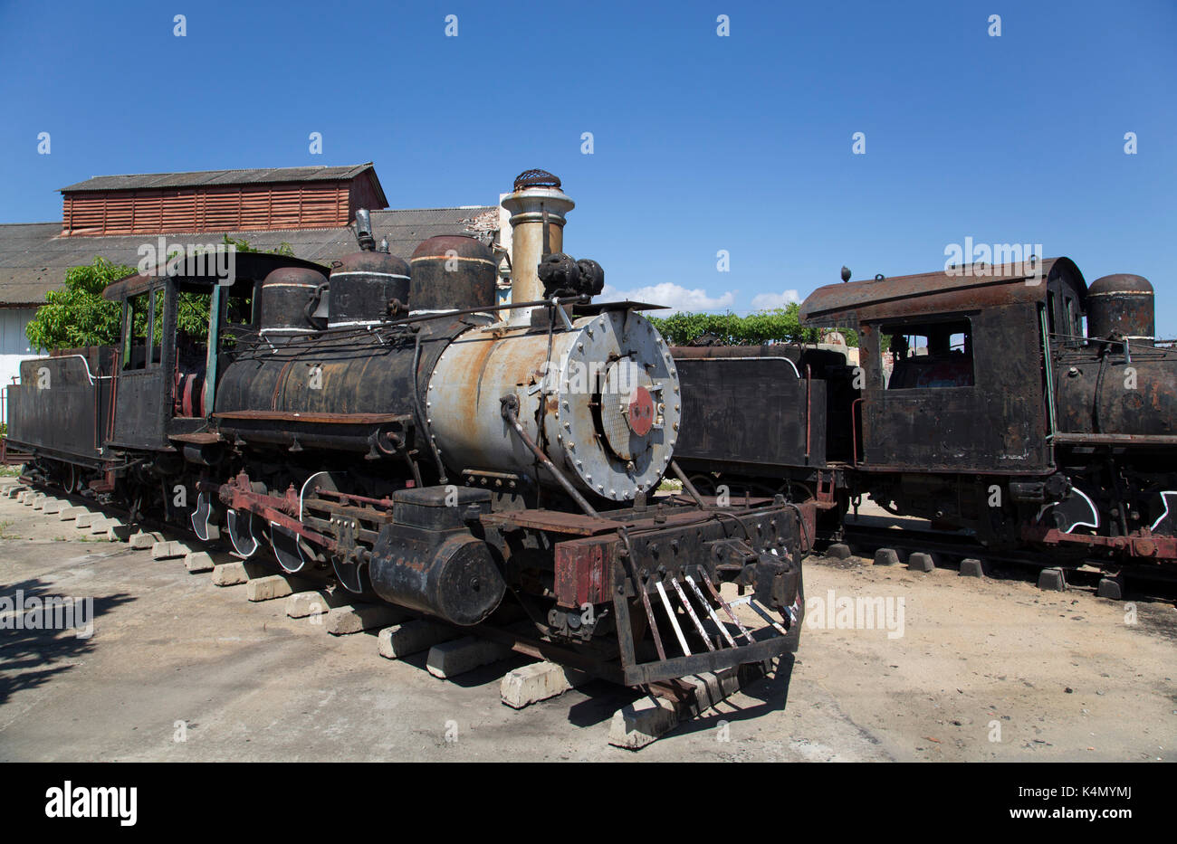 Old Steam Sugar Locomotives, Cienfuegos City, UNESCO World Heritage Site, Cienfuegos, Cuba, West Indies, Central America Stock Photo