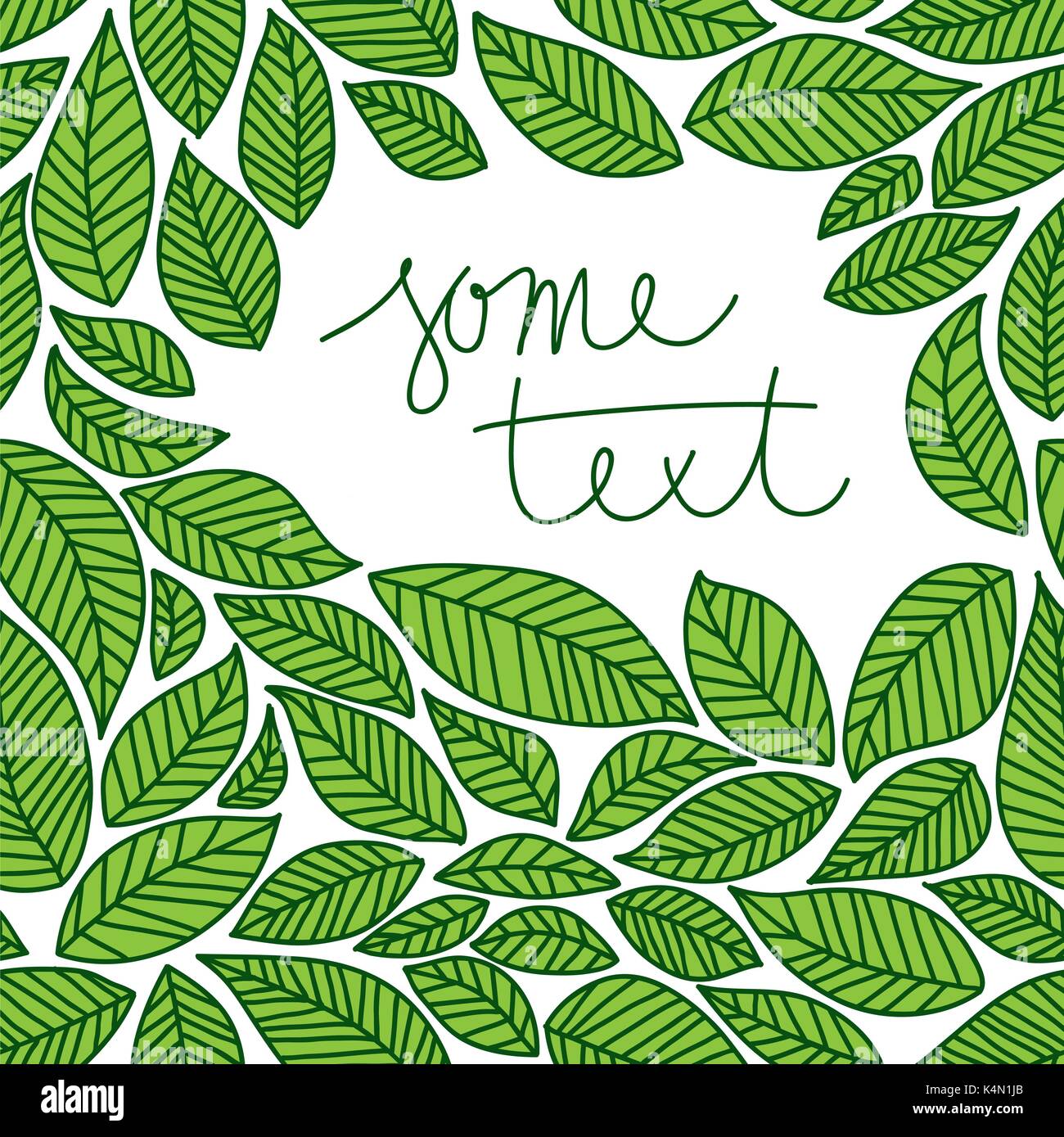 Doodle leaves pattern frame, seamless Stock Vector Image & Art - Alamy