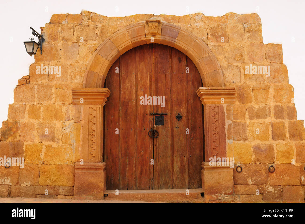 Colombia, Santander, Colonial village of Barichara, near San Gil. The main entrance home in the old style Stock Photo