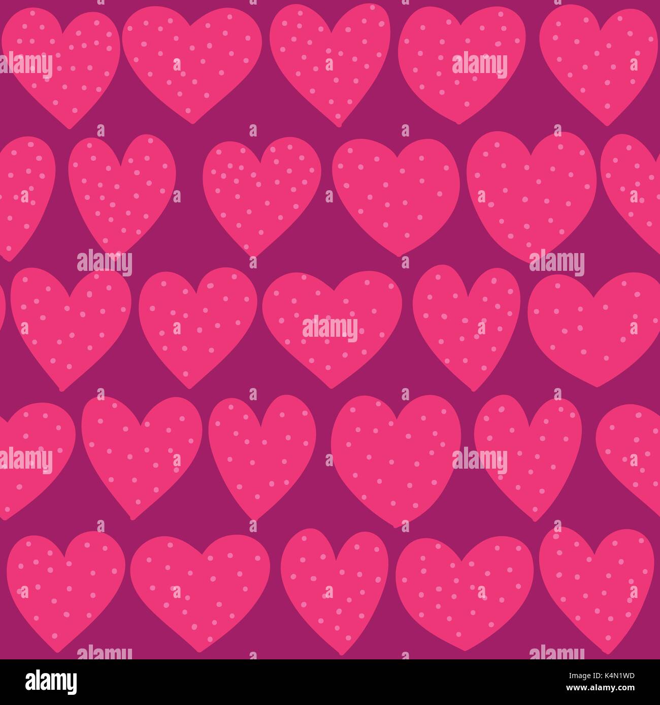 Seamless hand drawn dotted hearts pattern Stock Vector