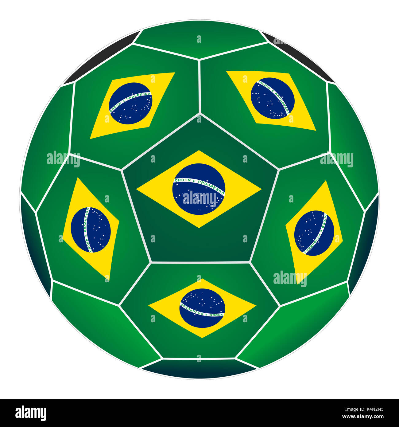 Soccer ball with Brazilian flag isolated on white background Stock Photo