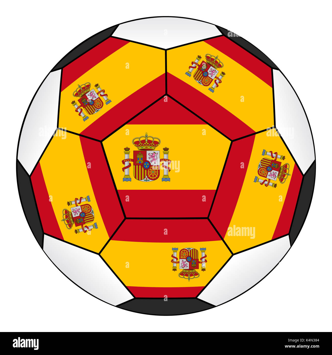 Soccer ball with Spanish flag isolated on white background Stock Photo