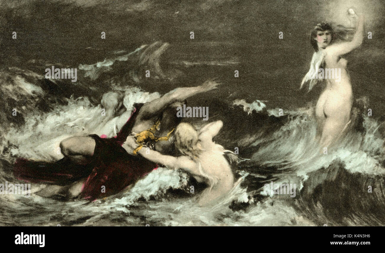 Richard WAGNER - RING CYCLE Rhine maidens - by Hans Makart.. 28 May 1840 – 3 October 1884. German composer & author, 22 May 1813 - 13 February 1883. Stock Photo