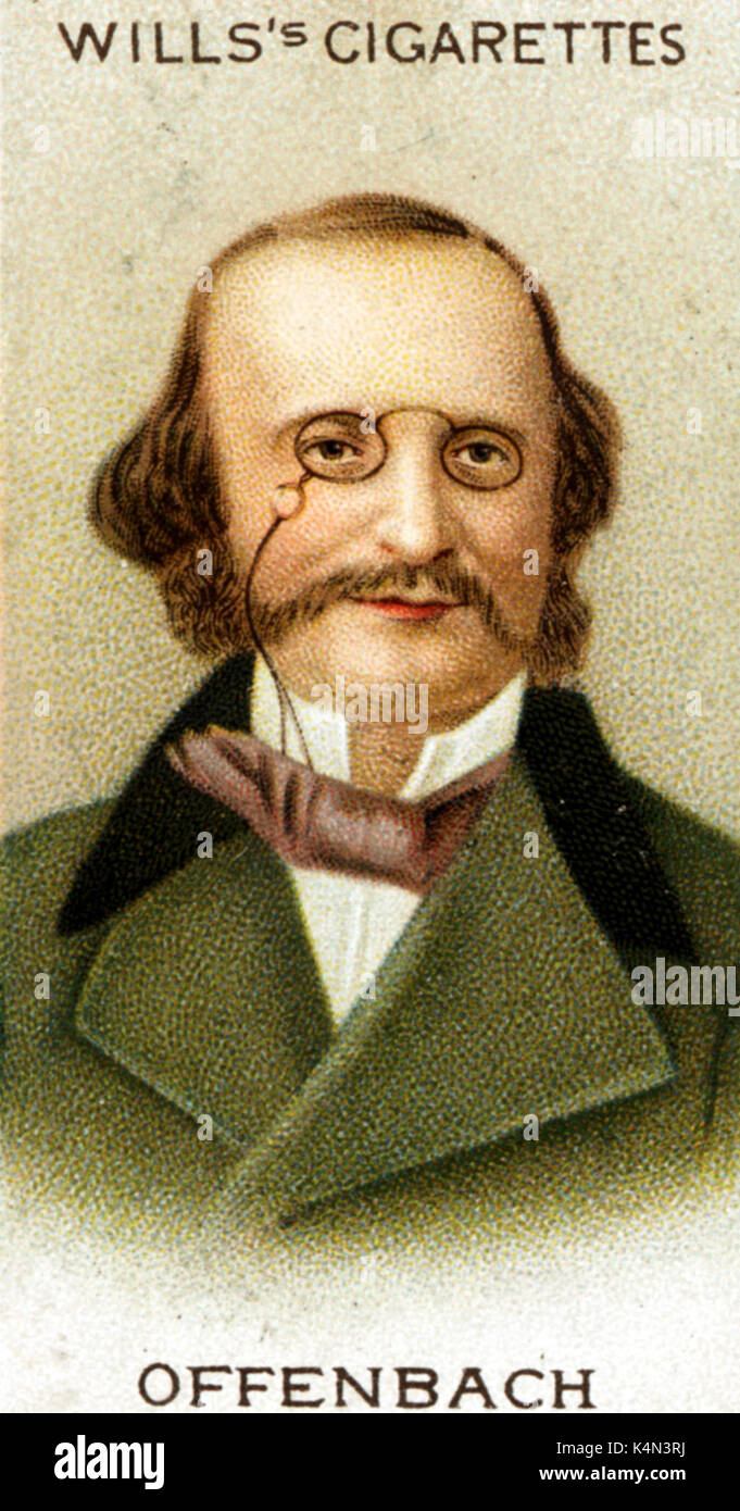 Jacques Offenbach portrait on Wills's Cigarette Card.  German/French Composer (1819-1880) Stock Photo