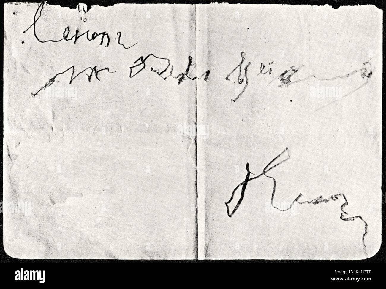 Hugo Wolf's  handwriting in 1901 following a breakdown.     Austrian composer, 13 March 1860 - 22 February 1903. Stock Photo