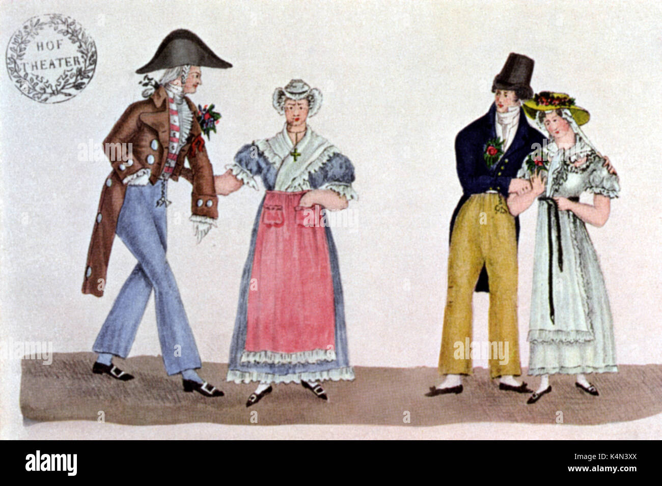 AUBER - LE MACON/MAURER UND SCHLOFFER Costume design by K A Ritter, 1827  for Daniel Auber's Opera, 'Le Macon' (the mason). at Brunswiick Opera House  French Composer, 1782-1871 Stock Photo - Alamy