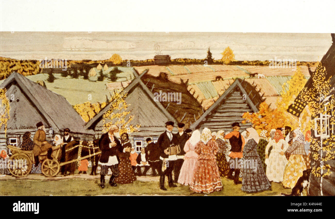 Russian Peasants' dance, 1907 after painting by  KUSTODIEV, Boris Stock Photo