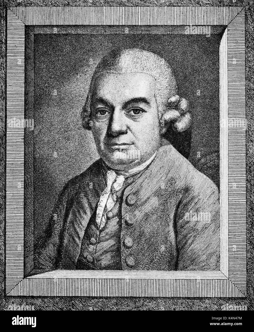 Carl Philipp Emanuel Bach, the third son of J S Bach.  German Composer, 1714-1788. Stock Photo