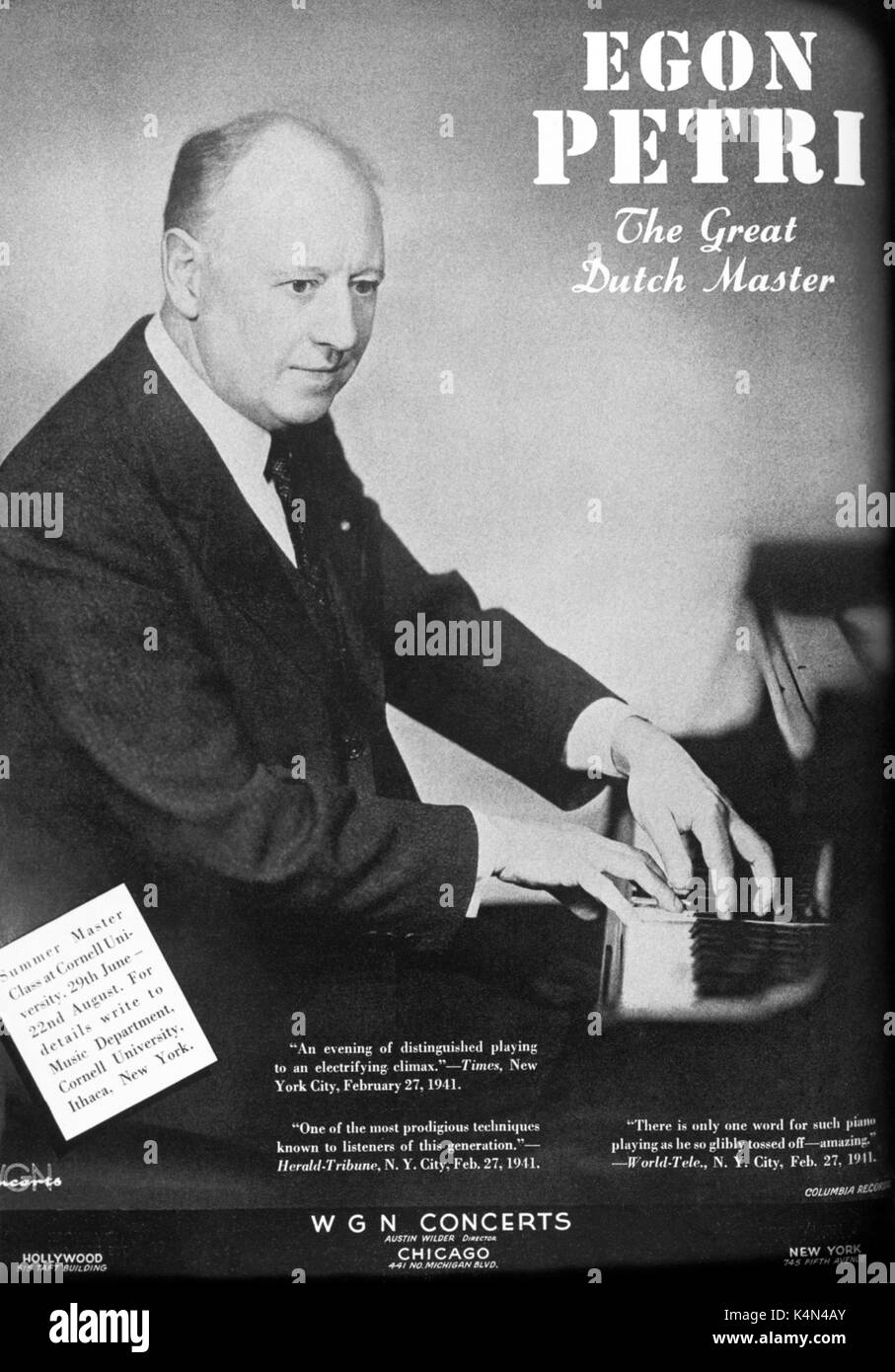 PETRI, Egon at the piano in early 1940's advertisement.  German pianist (1881-1962) Stock Photo