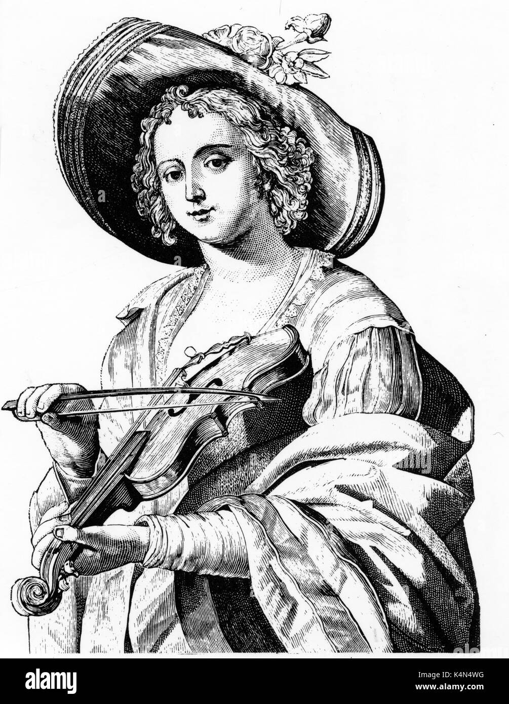 Violinist female , 17th century Stock Photo