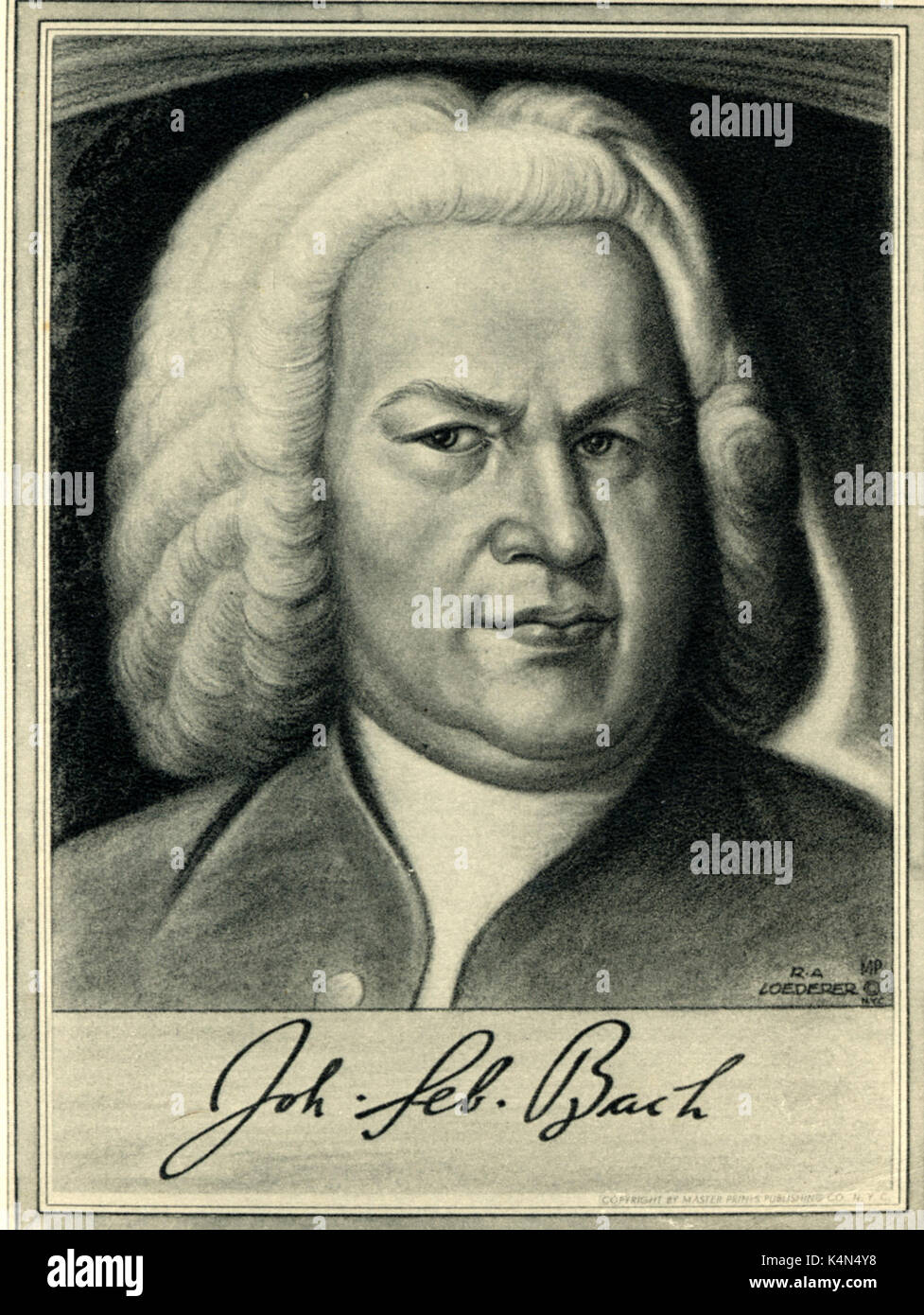 Johann Sebastian Bach- portrait. German composer & organist,  1685-1750. Stock Photo