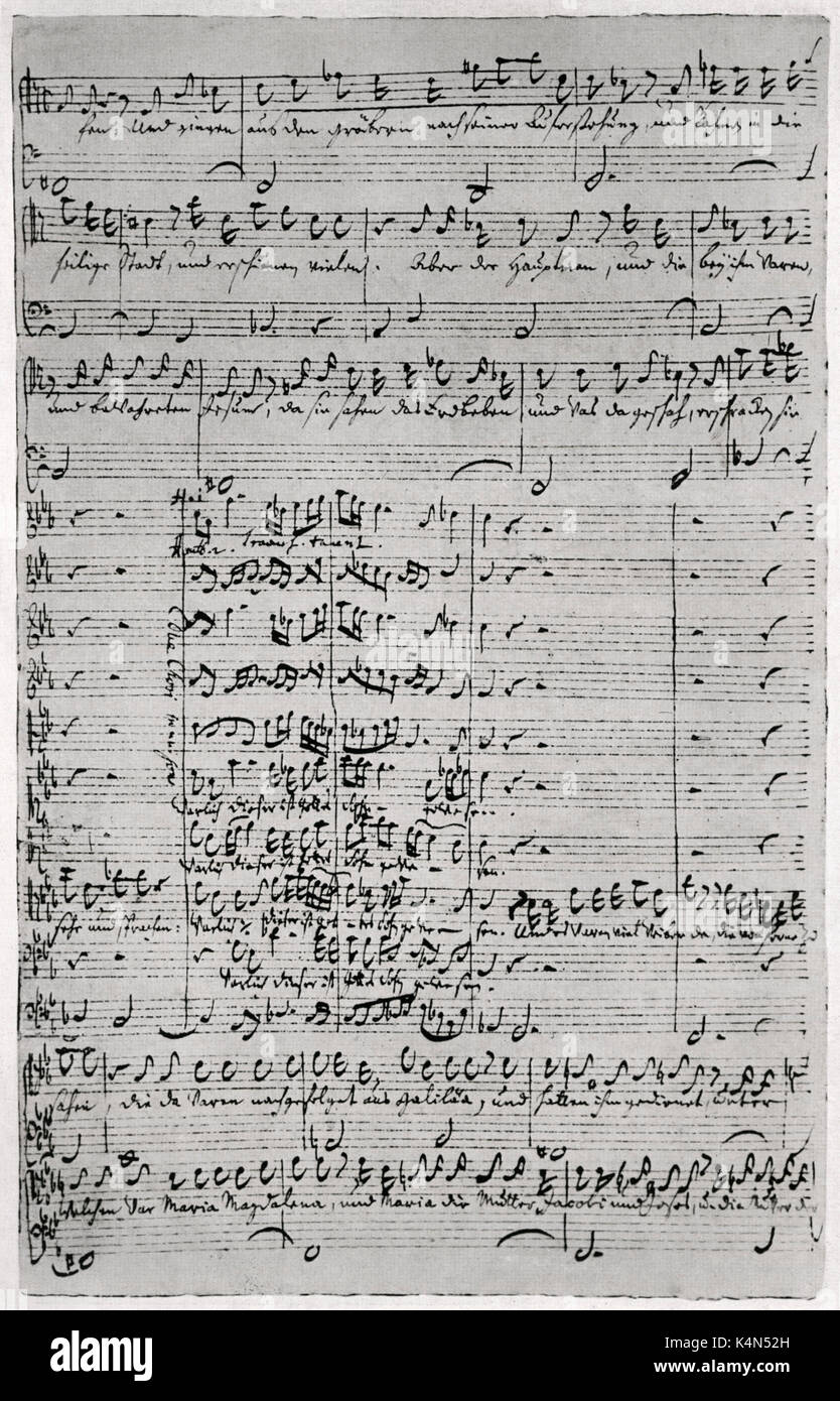 Bach, Johann Sebastian - St Matthew Passion. Handwritten score: 'Wahrlich, dieser ist Gottes Sohn gewesen' (Truly this is the son of God). German composer & organist. 21 March 1685 - 28 July 1750 Stock Photo