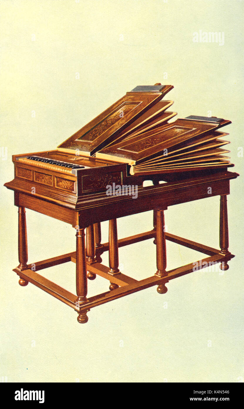 INSTR - KEYBOARD - ORGAN - REGAL Swiss Regal, late 16thC.  Prototype of modern harmonium, but with 'beating' not 'free' reeds. drawn 1921, by Hipkins. (Alfred James Hipkins 1826-1903) Stock Photo