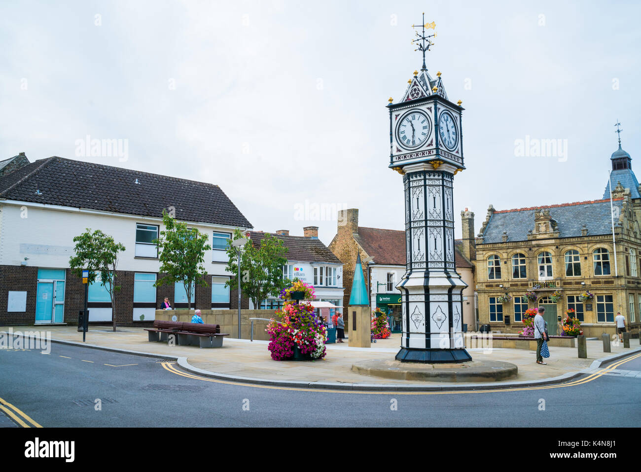 DOWNHAM MARKET, UK AUGUST 26 2017 The Victorian Clock Tower and Town