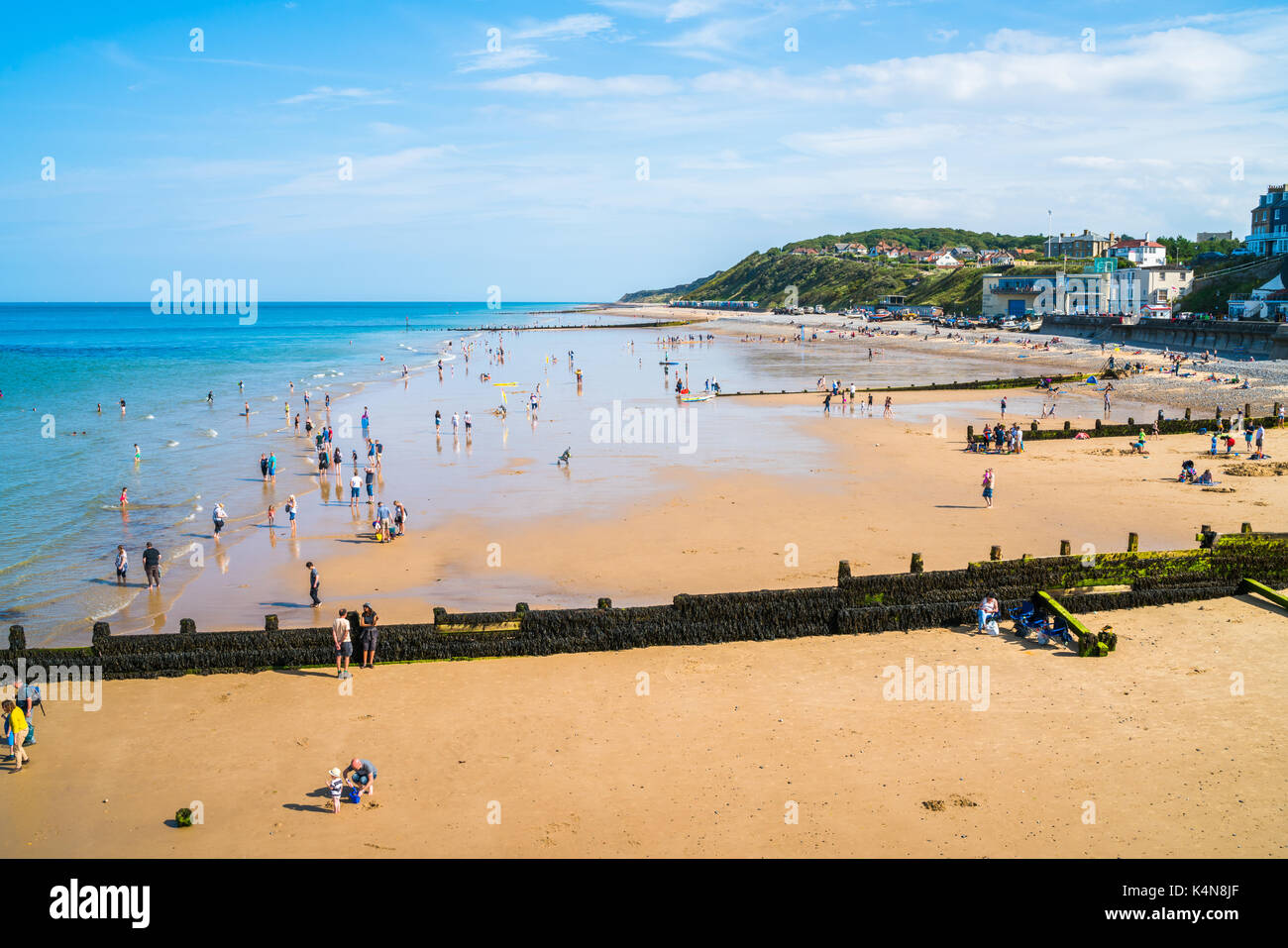 HUNSTANTON, NORFOLK, UK AUGUST 26 2017 View of the beach in