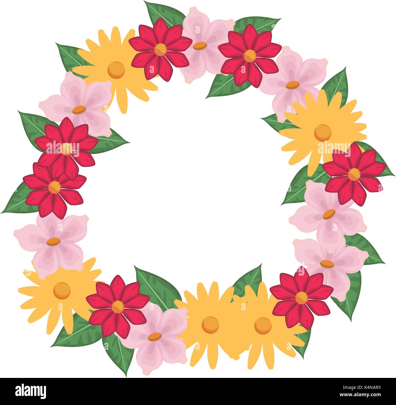 Round Frame Of Flowers Stock Vector Image And Art Alamy 