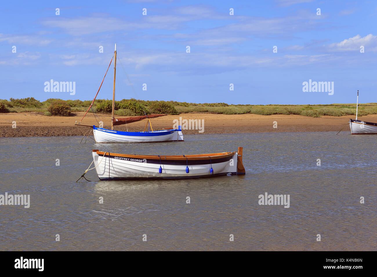 Crabbing Boats on Tidal Moorings at Burnham-Overy-Staithe Norfolk Stock ...