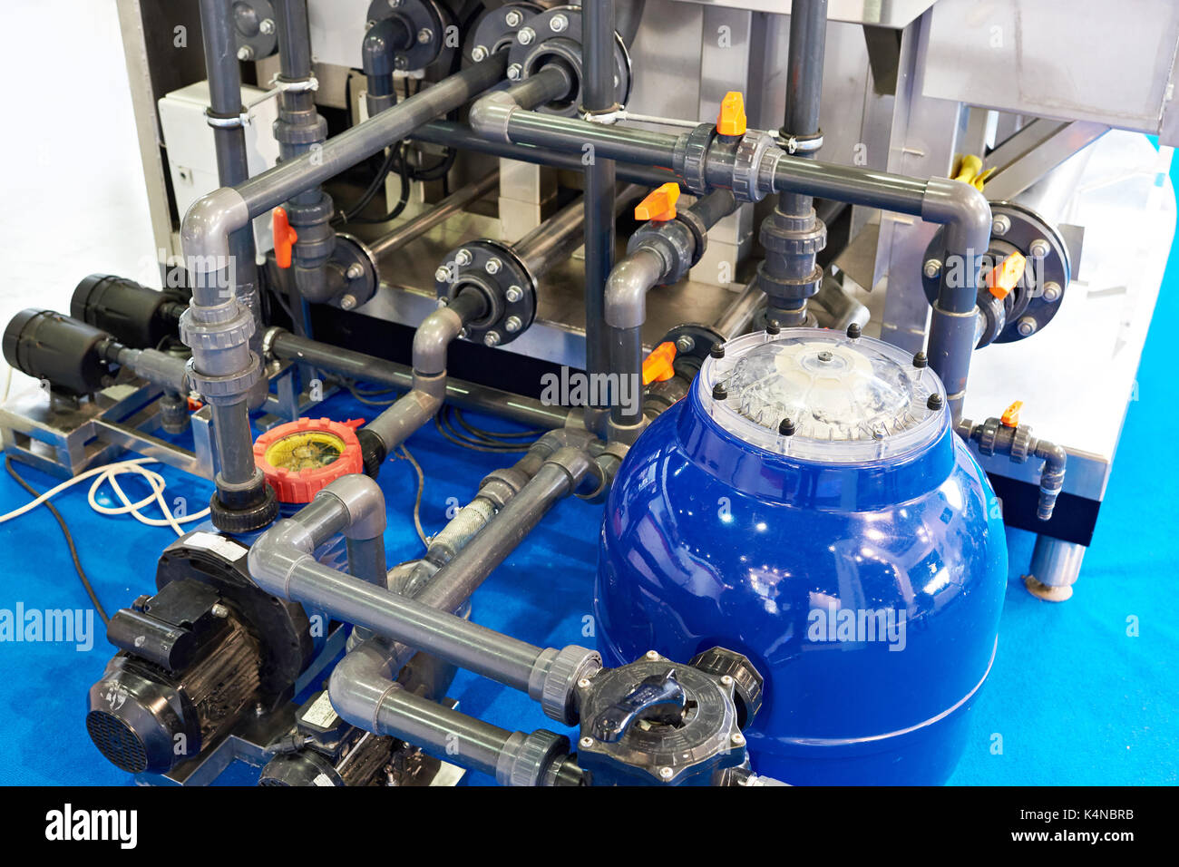 Pipes, filters and equipment for swimming pools Stock Photo Alamy