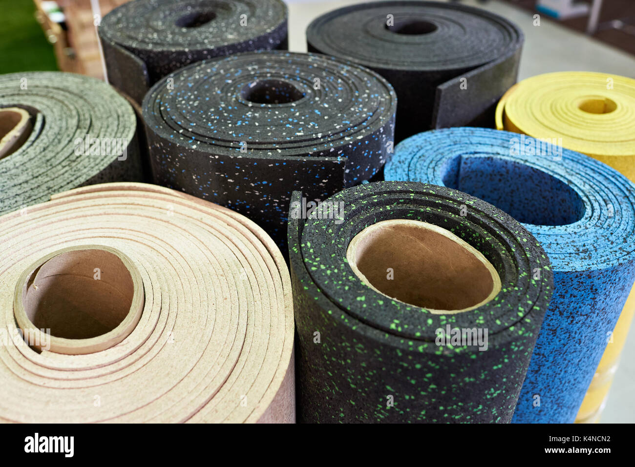 Plastic Rubber Floor Coverings For Sports Halls Stock Photo