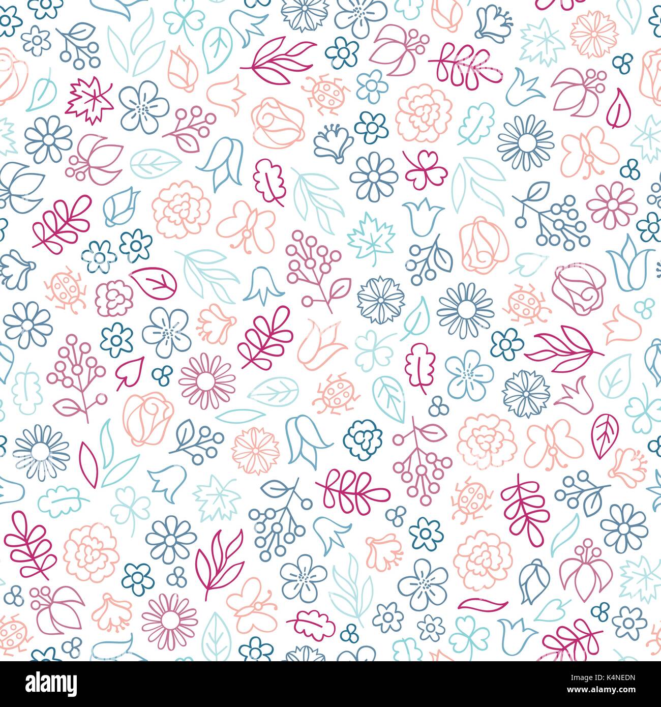 Flower icon seamless pattern. Floral leaves, flowers. Summer ornamental ...