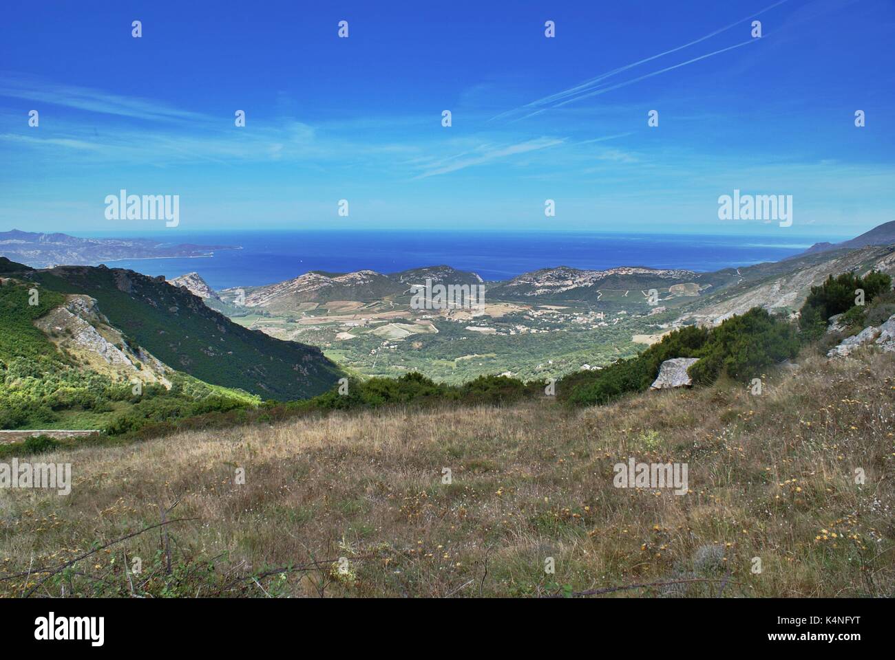 View of Mediterranean sea from North Corsica mountains Stock Photo