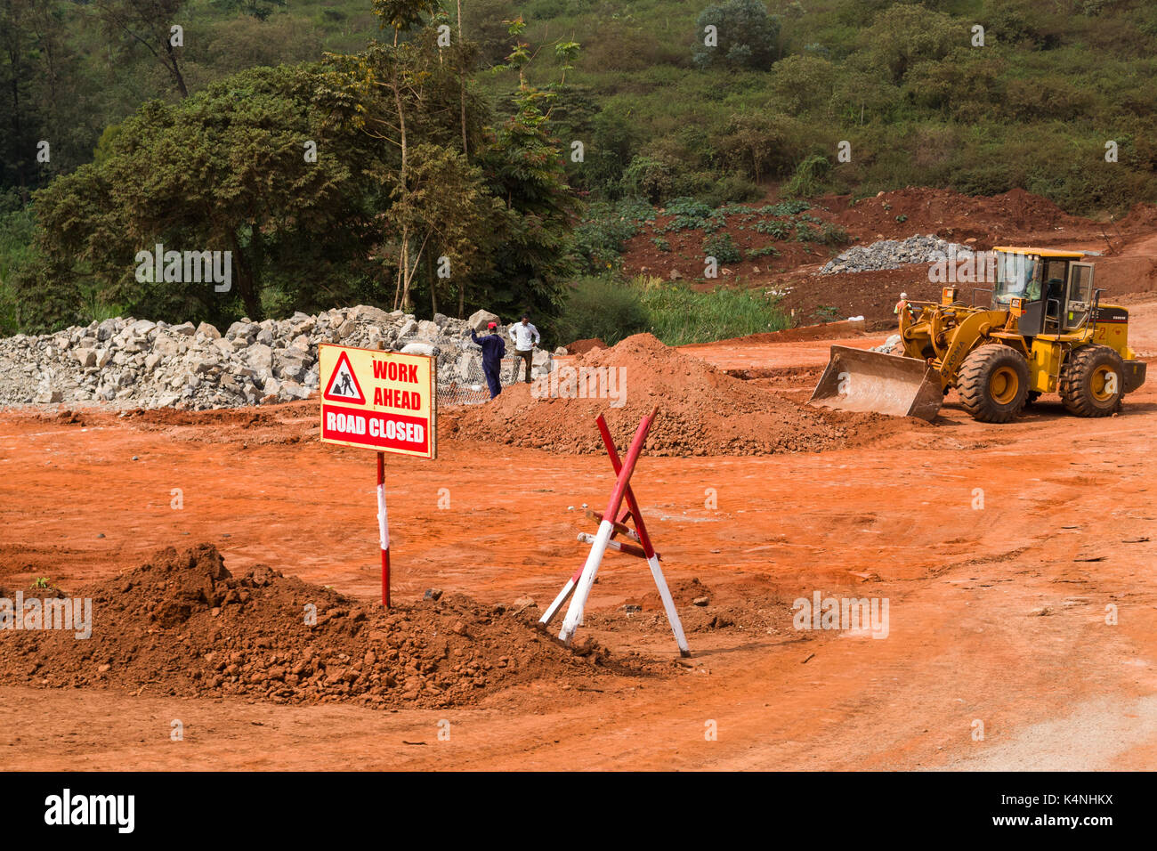 Construction workers and heavy equipment building the Westlands Redhill