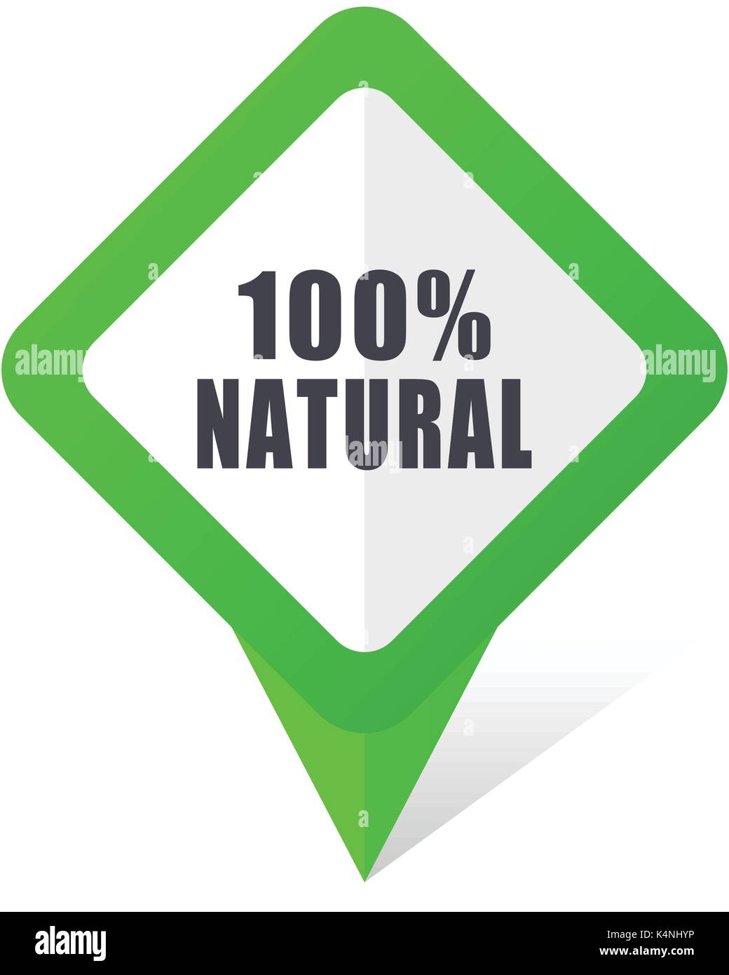 Natural green square pointer vector icon in eps 10 on white background with shadow. Stock Vector
