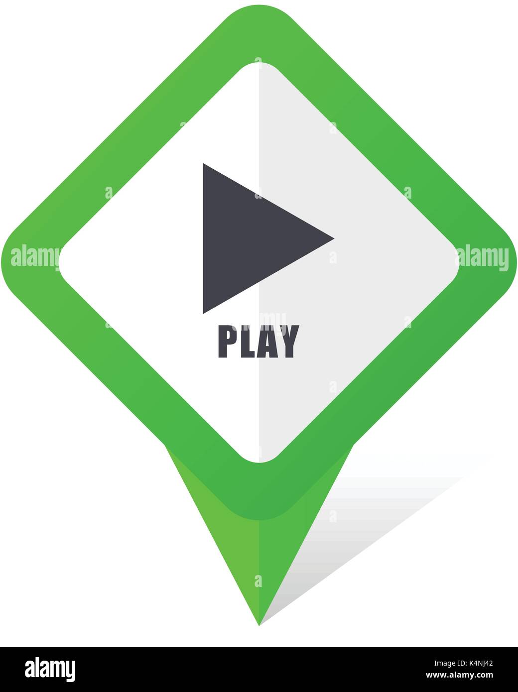 Play green square pointer vector icon in eps 10 on white background