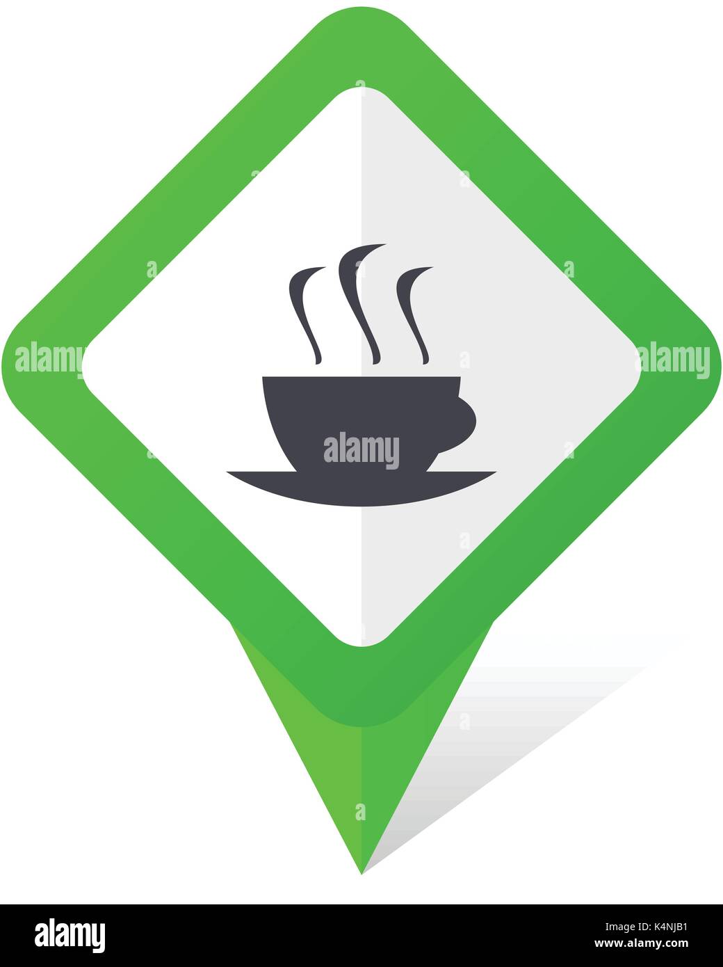 Espresso green square pointer vector icon in eps 10 on white background with shadow. Stock Vector