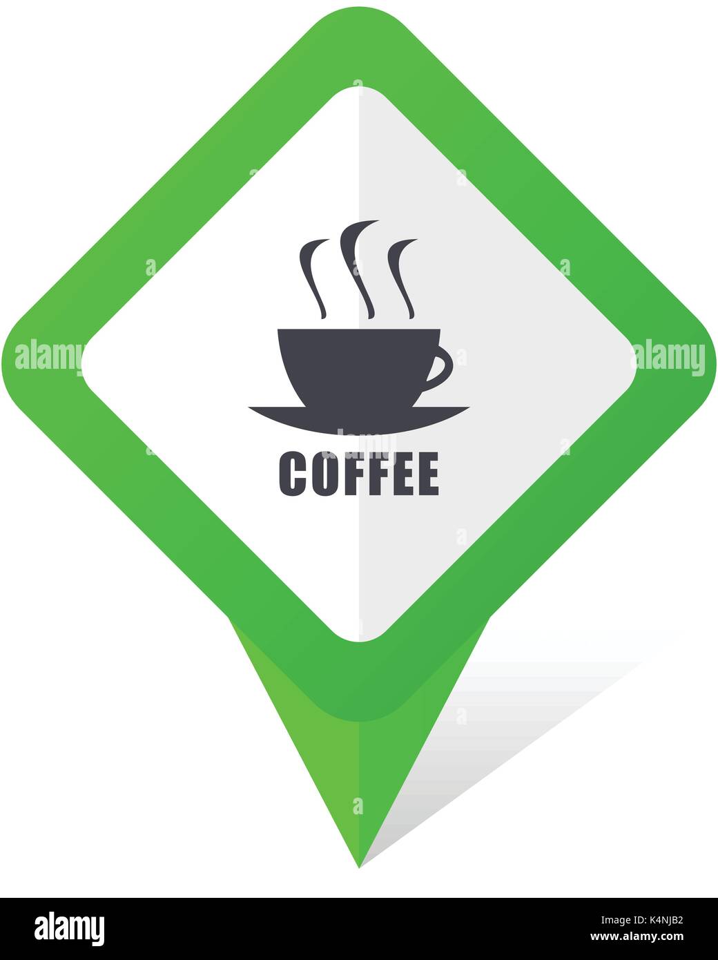 Espresso green square pointer vector icon in eps 10 on white background with shadow. Stock Vector