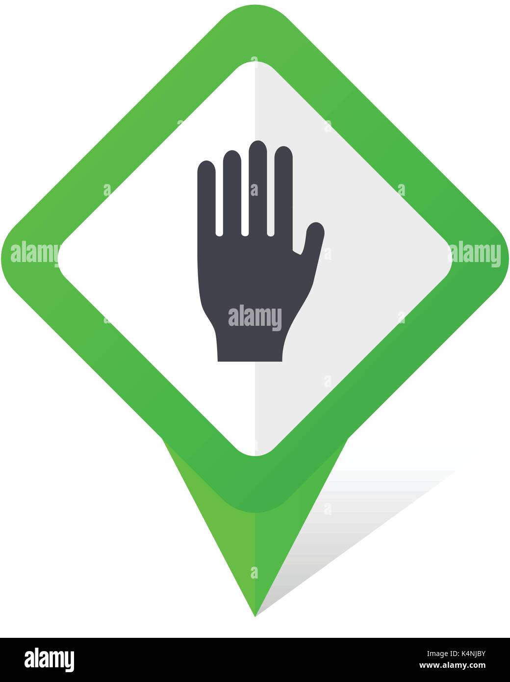 Stop green square pointer vector icon in eps 10 on white background with shadow. Stock Vector
