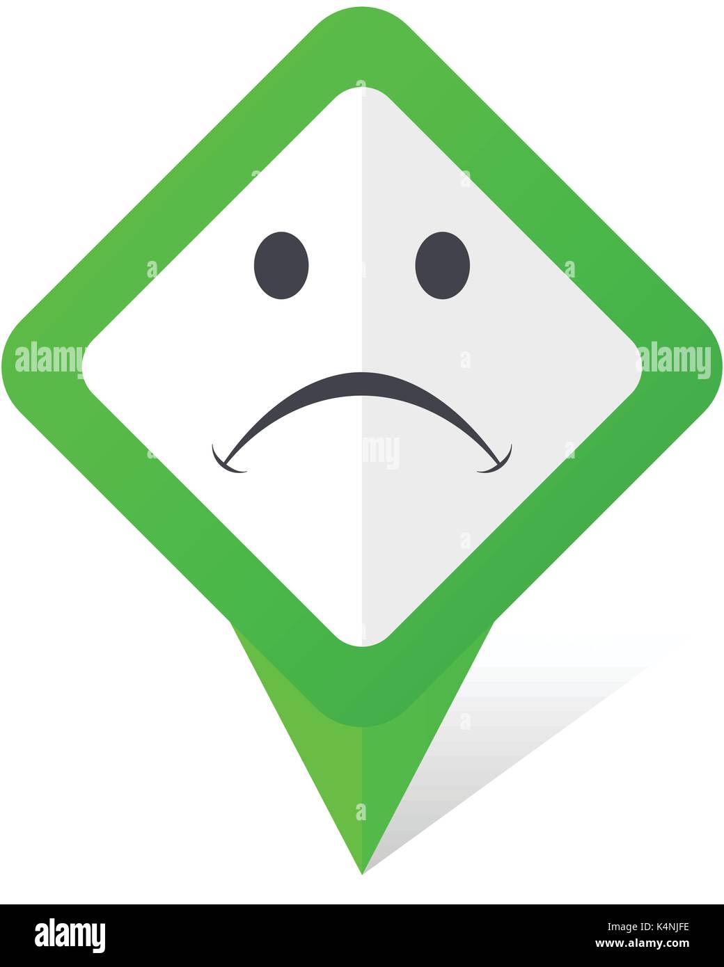Cry green square pointer vector icon in eps 10 on white background with shadow. Stock Vector