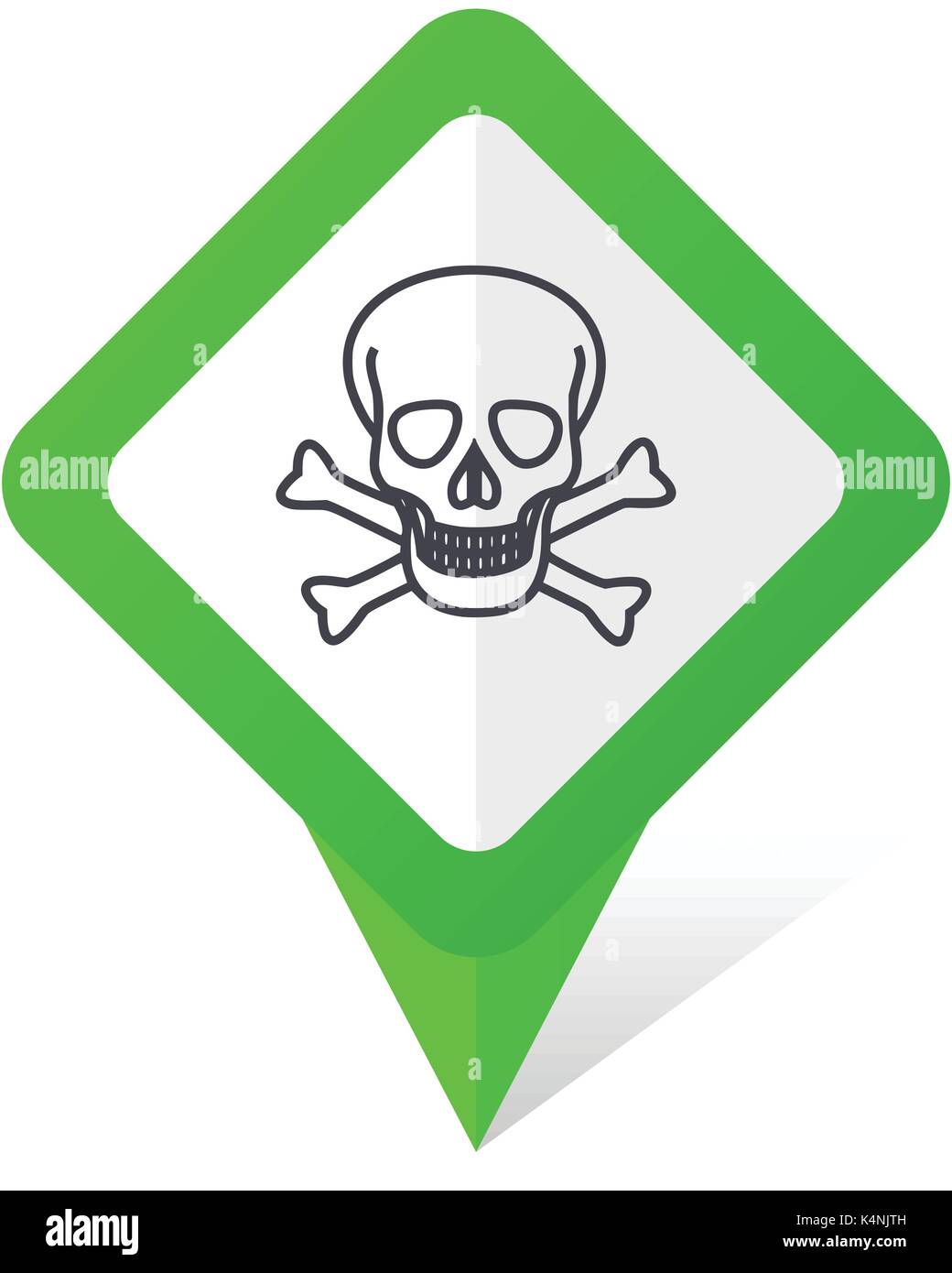 Skull green square pointer vector icon in eps 10 on white background with shadow. Stock Vector