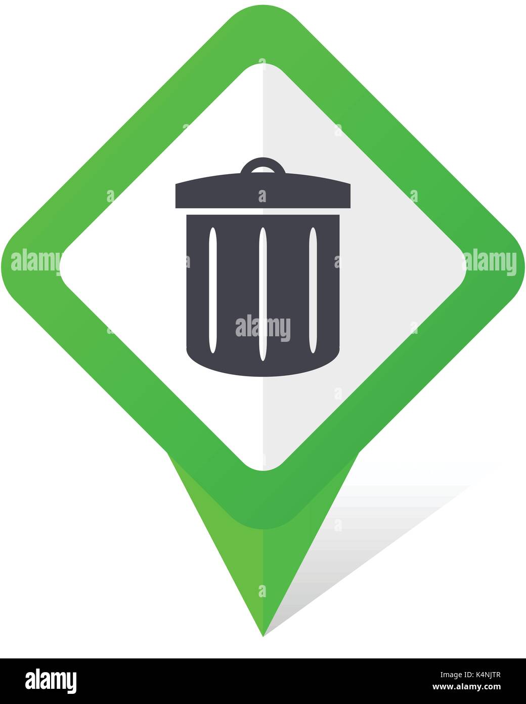 Recycle green square pointer vector icon in eps 10 on white background with shadow. Stock Vector