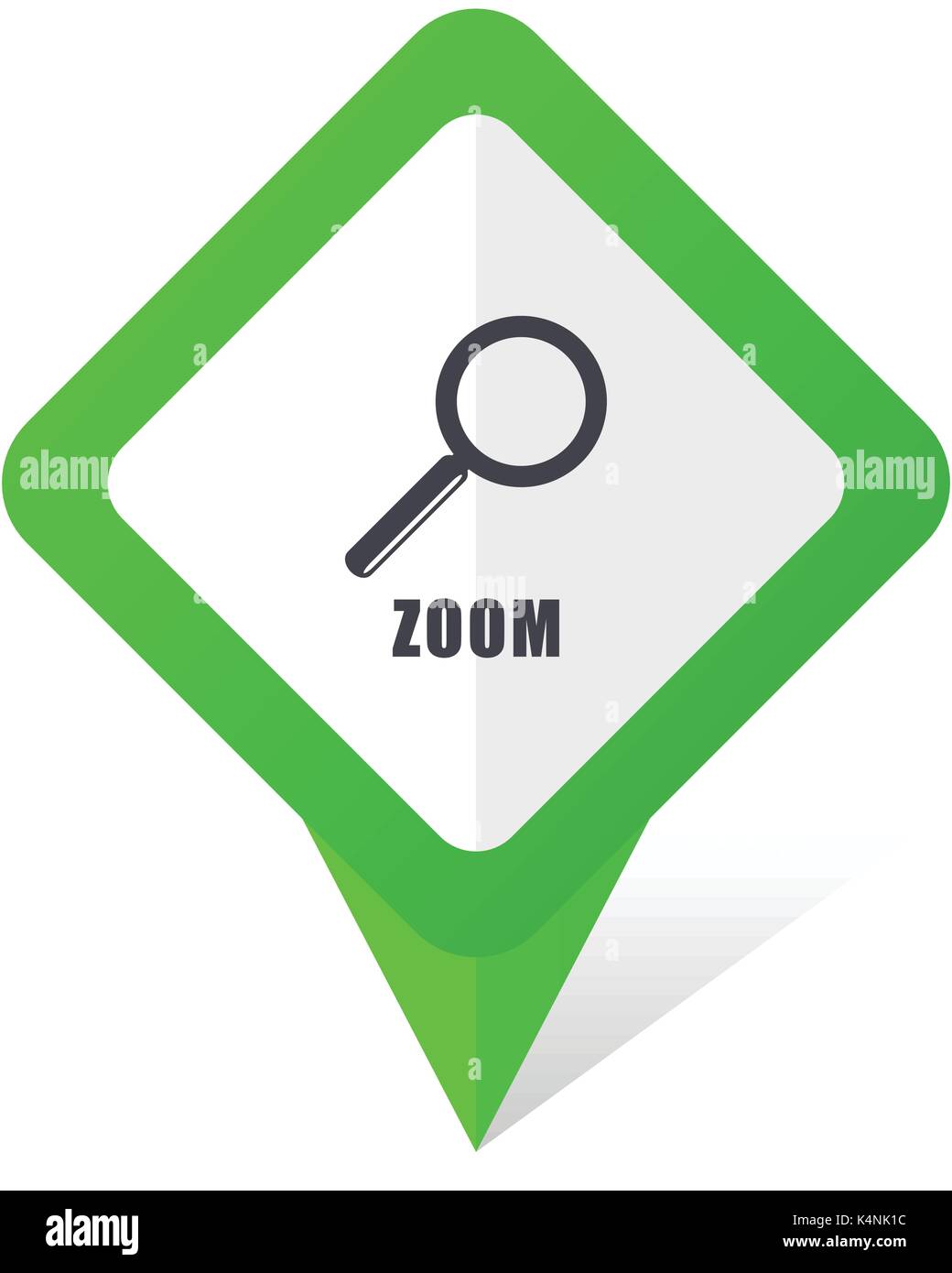Zoom green square pointer vector icon in eps 10 on white background