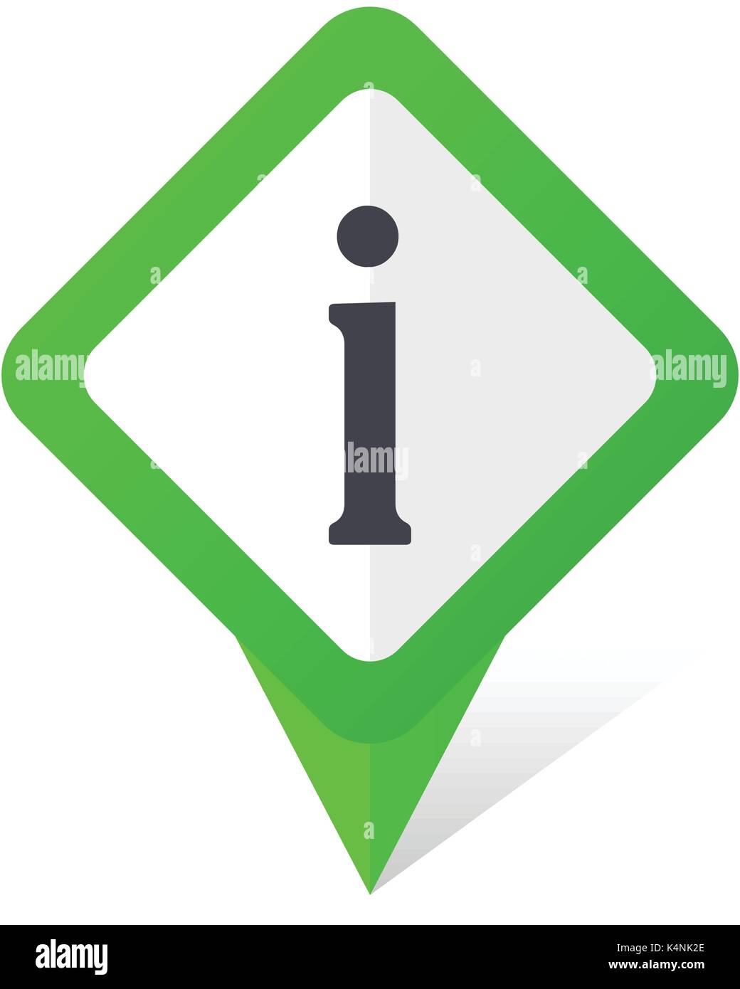 Information green square pointer vector icon in eps 10 on white background with shadow. Stock Vector